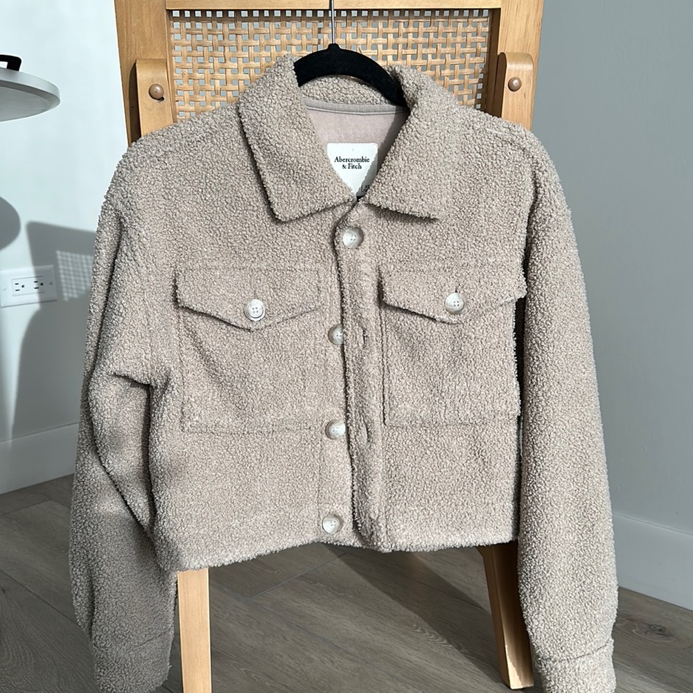 Abercrombie Cropped Sherpa Shirt Jacket
